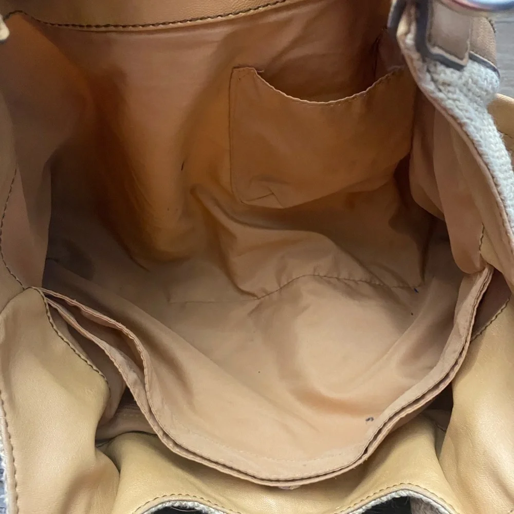 Relic Tan Faux Straw Woven Hobo Handbag